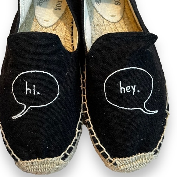 Soludos x Ashkahn Hi Hey espadrilles Black Canvas Flat Shoes summer size 7 - Picture 3 of 13
